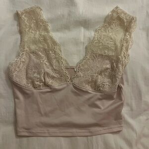 nude lace crop top